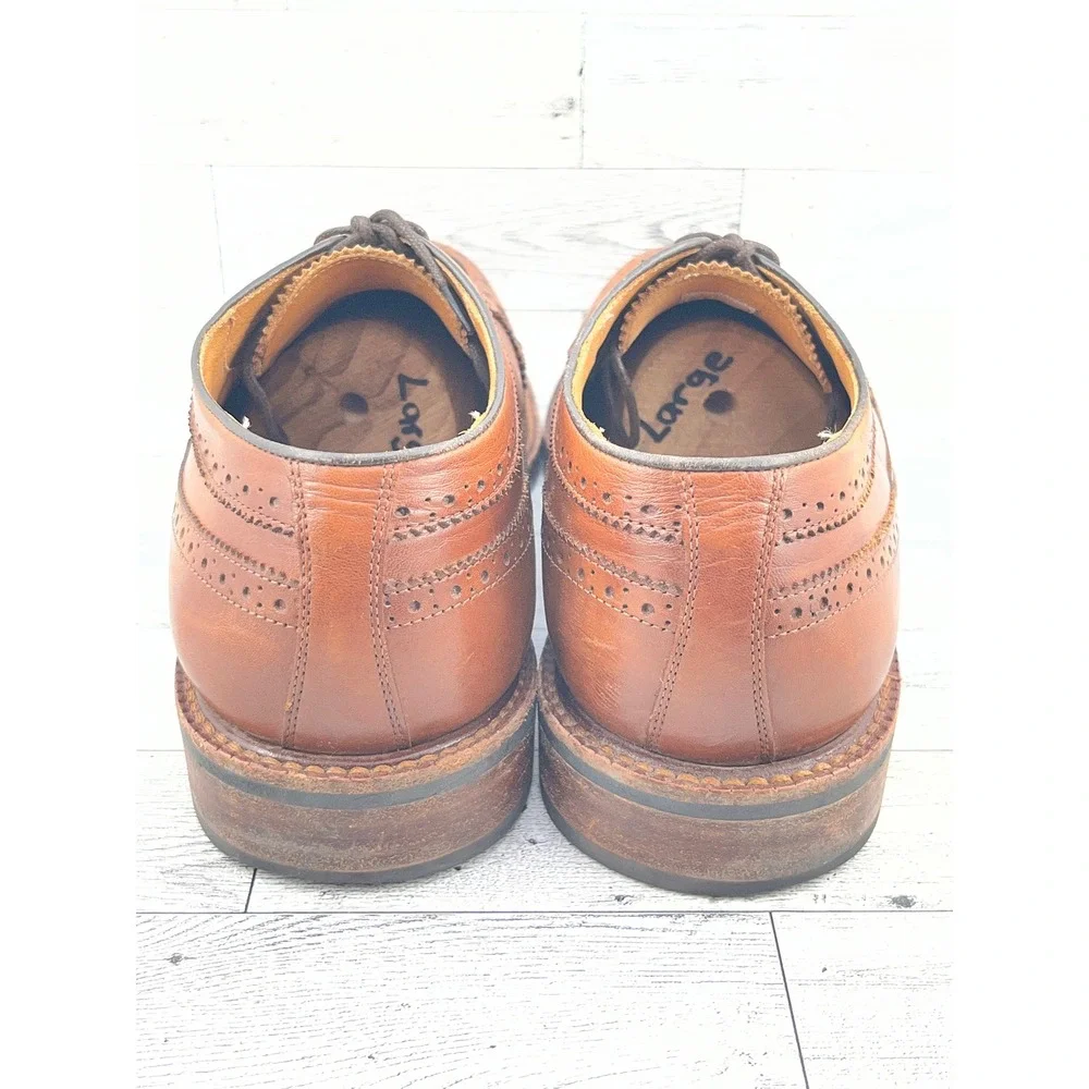 Beckett Simonon Yates Tan Leather Wingtip Brogue Oxford Dress Shoes Men Sz 10.5